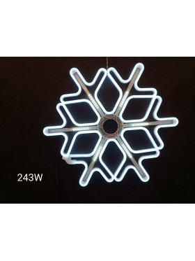 Śnieżynka neonowa 2D z efektem rozbłysku, 60cm, zimna biel