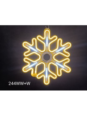 Śnieżynka neonowa 2D z efektem rozbłysku, 40cm, ciepła biel