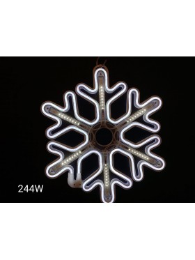 Śnieżynka neonowa 2D z efektem rozbłysku, 40cm, zimna biel