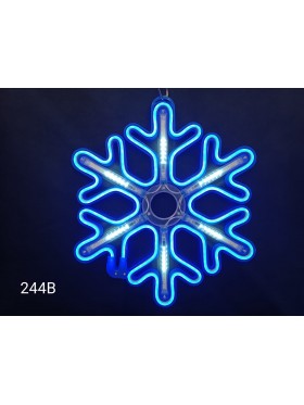 Śnieżynka neonowa 2D z efektem rozbłysku, 40cm, niebieska