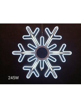 Śnieżynka neonowa 2D z efektem rozbłysku, 80 cm, zimna biel