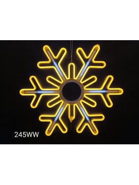 Śnieżynka neonowa 2D z efektem rozbłysku, 80 cm, ciepła biel