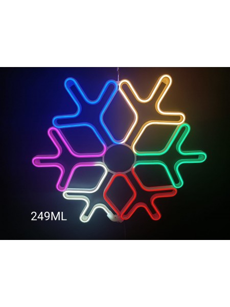 Śnieżynka neonowa 2D, 60cm, multikolor