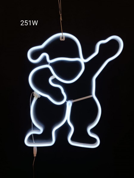 Mikołaj neon 2D, zimna biel