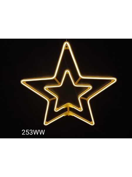 Gwiazdka neon 2D, migająca, ciepła biel