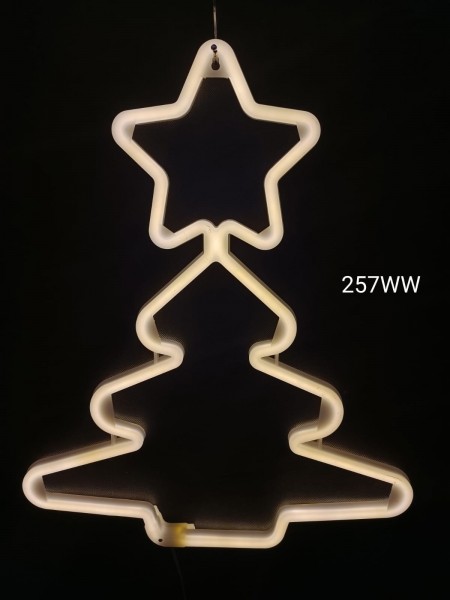 Choinka neon 2D, ciepła biel
