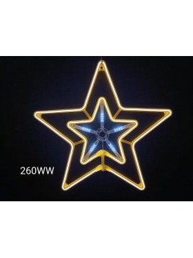Gwiazdka neon 2D, z efektem rozbłysku, 58cm, ciepła biel