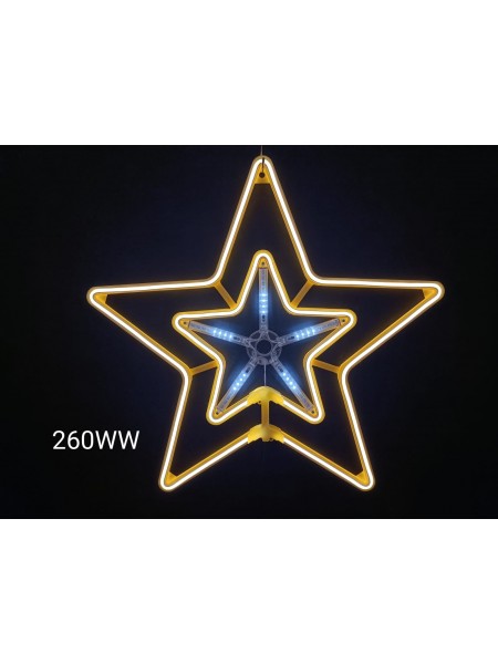 Gwiazdka neon 2D, z efektem rozbłysku, 58cm, ciepła biel
