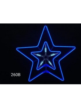 Gwiazdka neon 2D, z efektem rozbłysku, 58cm, niebieska
