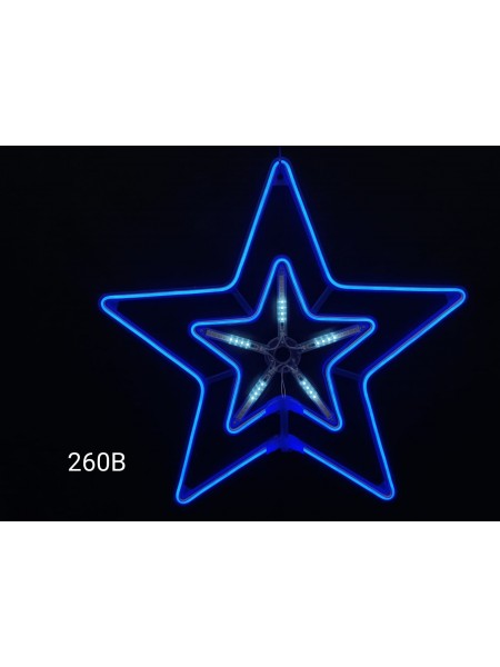 Gwiazdka neon 2D, z efektem rozbłysku, 58cm, niebieska