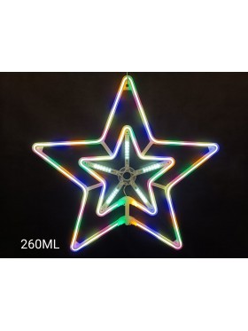 Gwiazdka neon 2D, z efektem rozbłysku, 58cm, multikolor