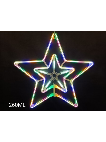 Gwiazdka neon 2D, z efektem rozbłysku, 58cm, multikolor