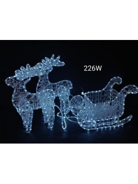 Zaprzęg dwóch reniferów z saniami, flash, akryl