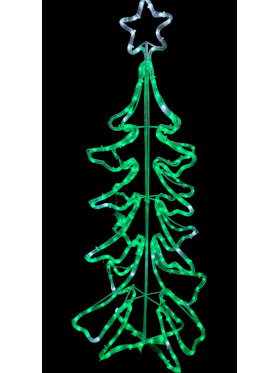 Choinka 3D, z flashem, czubek-gwiazdka w zimnej bieli