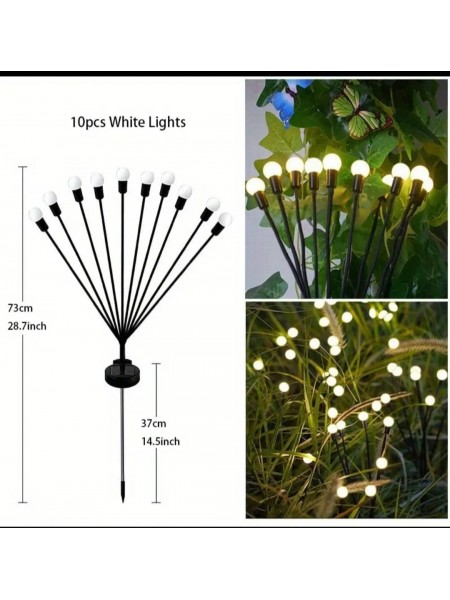 Lampki solarne/ kulki wbijane, 10 kulek w zimnej bieli