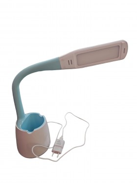 Lampka na biurko z organizerem, biało-niebieska