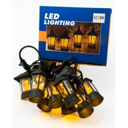 Girlanda LED z imitacją płomienia, 5m, 10 lampionów