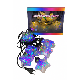 Girlanda 230V, 5m, 10 "żarówek-gwiazdek", multikolor