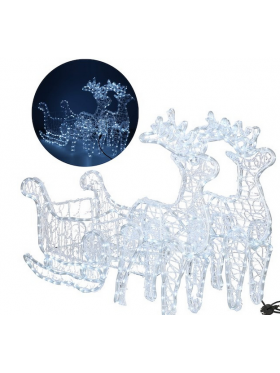 Zaprzęg dwóch reniferów z saniami, flash, akryl