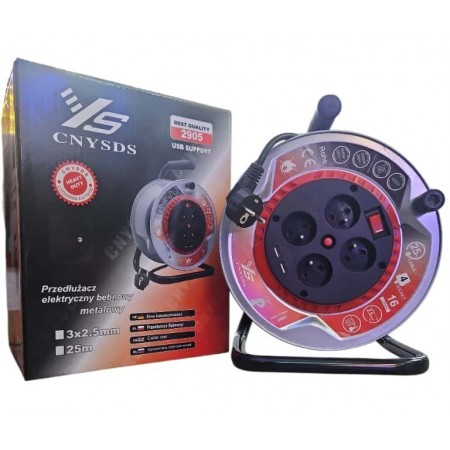 Przedłużacz bębnowy 2905 – 25 m, 4 gniazda + USB, 3x2,5 mm²