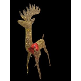 Złoty renifer LED z porożem