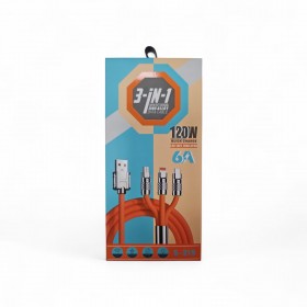 Kabel USB 3w1 – szybkie ładowanie 120W, 6A